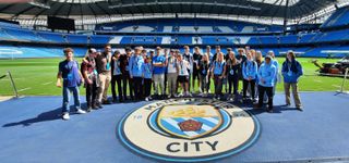 Young participants and students taking part in Next Gen, City Football Groups residential educational sports industry experience at Manchester City Football Club