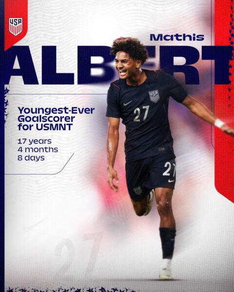 Mathis Albert Becomes Youngest Goalscorer in USMNT History at 17 Years, 131 Days